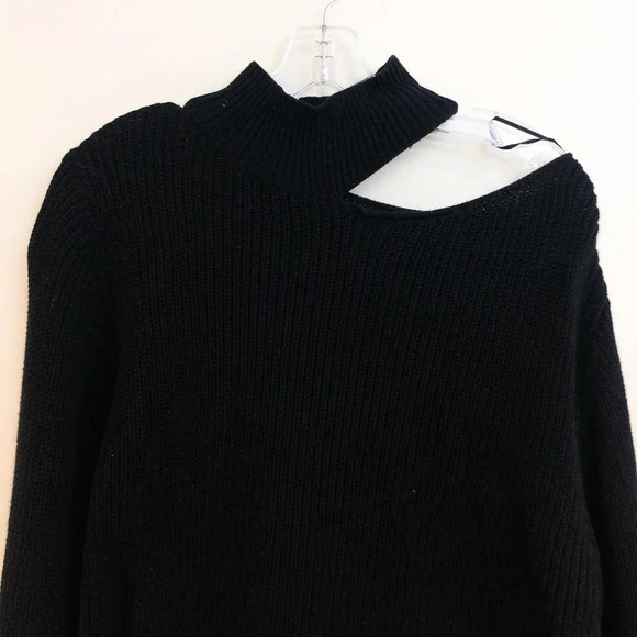 RtA 100% Cotton Langley Black Tight Knit Cut Out High Neck Designer Sweater XS - Picture 6 of 12